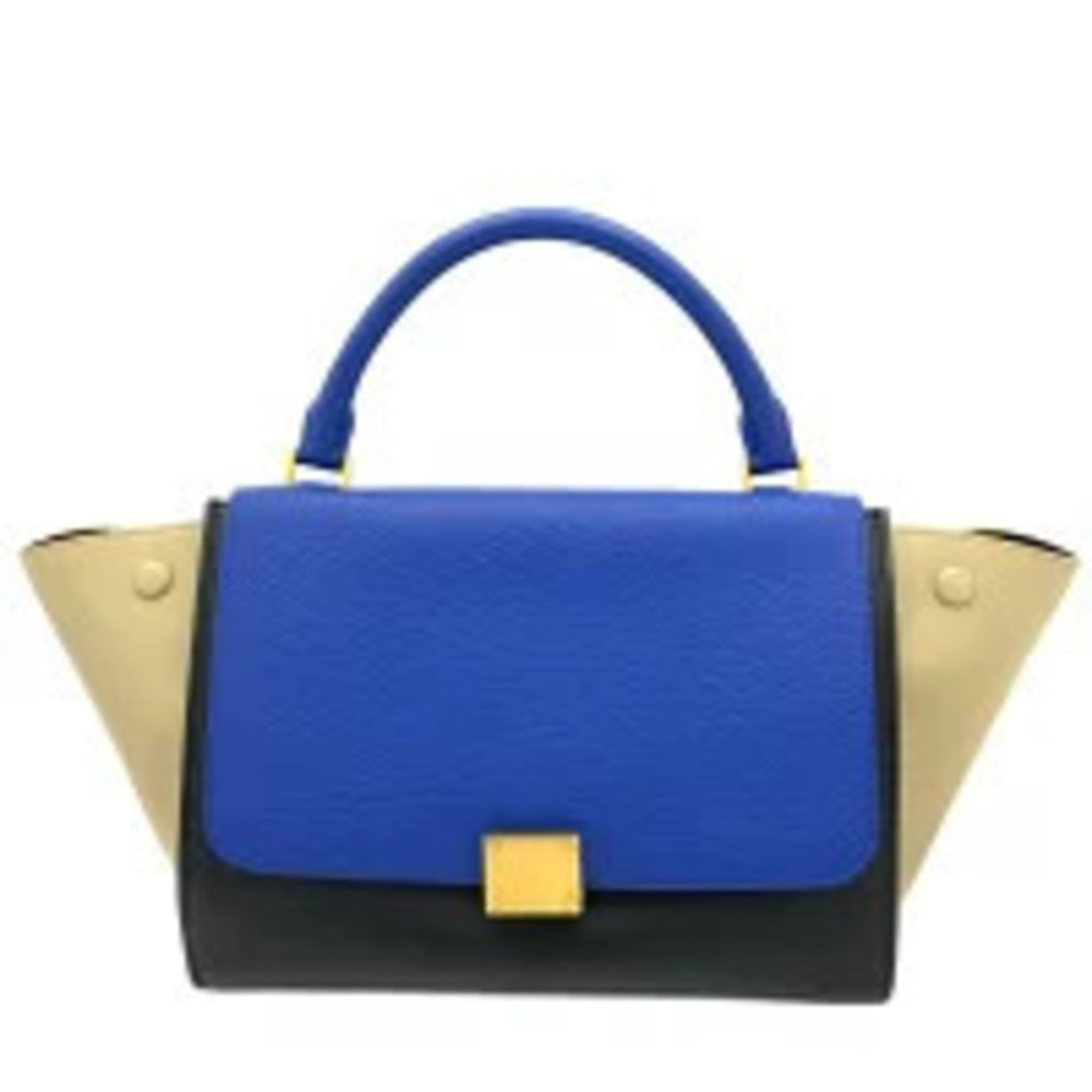 CELINE Trapeze Tricolor Blue Beige Black One Handle Shoulder Bag Handbag - Picture 2 of 13